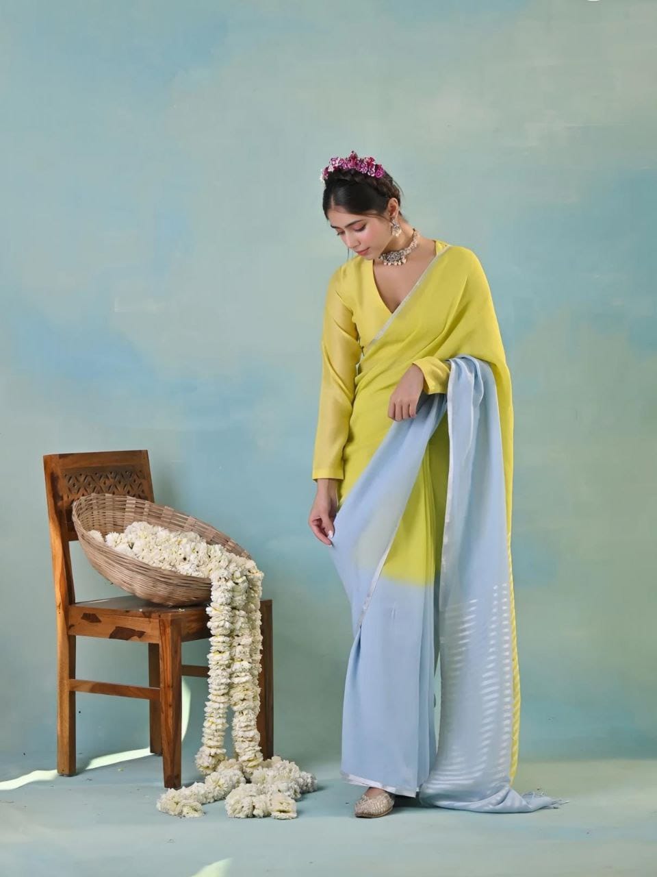 Minimal Linen Print Saree